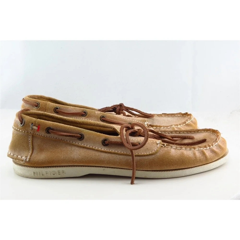 Tommy Hilfiger Boat Shoes‎ Brown Leather Men Shoes Size 9.5 Medium